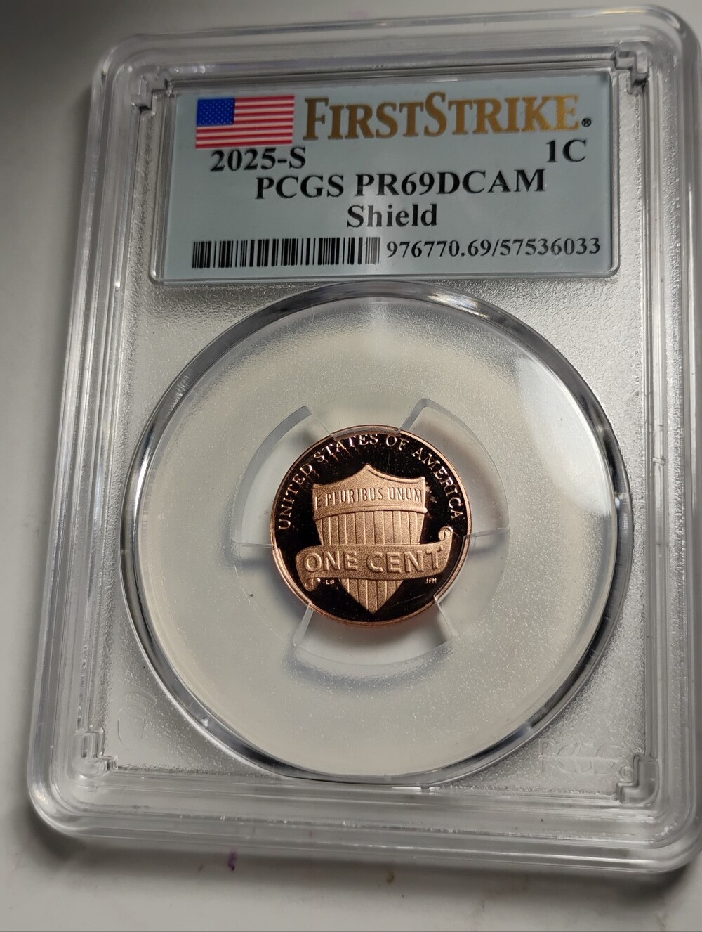 FirstStrike 2025-S PR69DCAM Shield One Cent - Deep Cameo Copper Last PENNY Mint